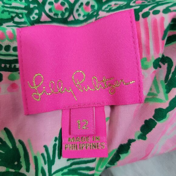 Lilly Pulitzer Shift Dress M Pink Floral Sleeveless Scallop Hem Resort Tropical - Picture 10 of 16